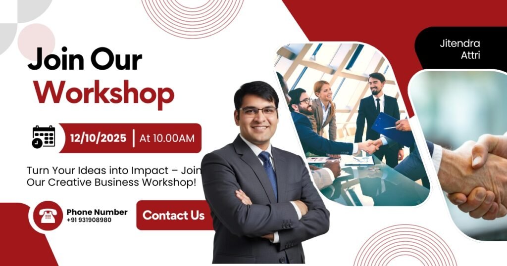 dark blue and white geometric business workshop facebook post (1)